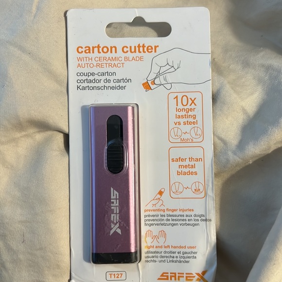 SAFEX Box Cutter Retractable Safety Ceramic Blade Manual Carton Cutter pink NWT - Picture 7 of 8